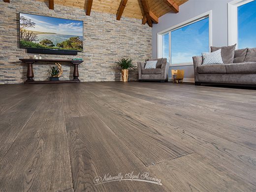 naturally aged hardwood flooring, see samples in our Ventura showroom.